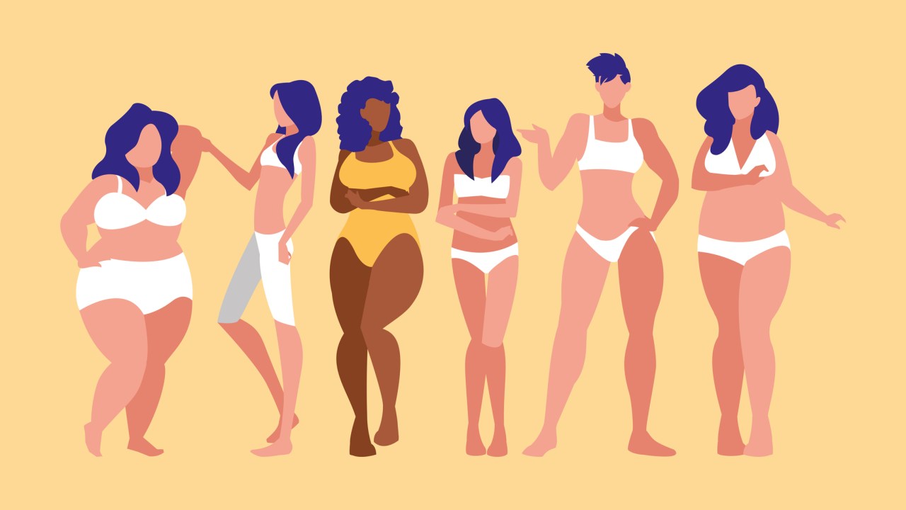 ilustração de mulheres com diferentes formatos de corpo