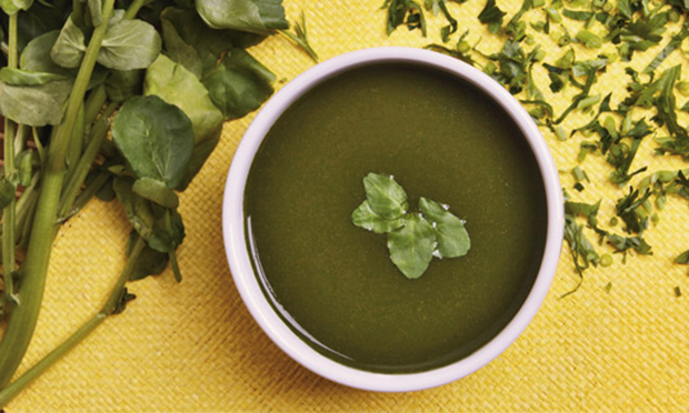 Sopa-creme de mandioquinha e agrião