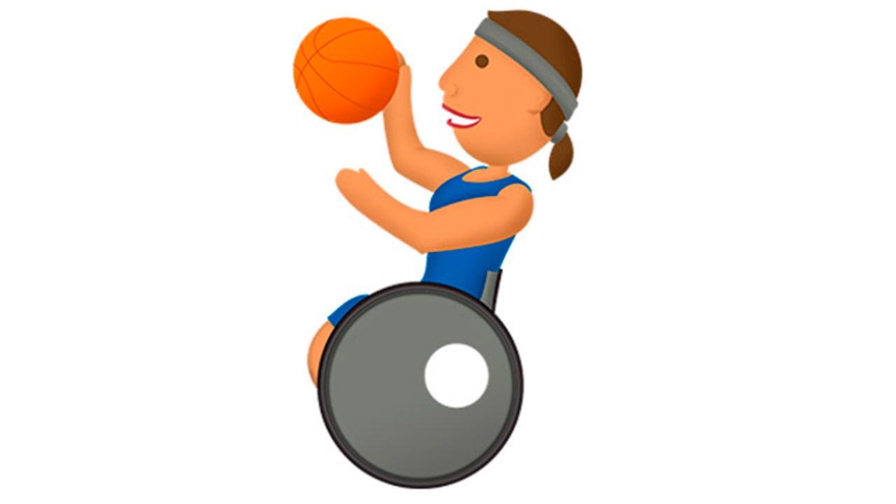 Emoji paratleta jogando basquete