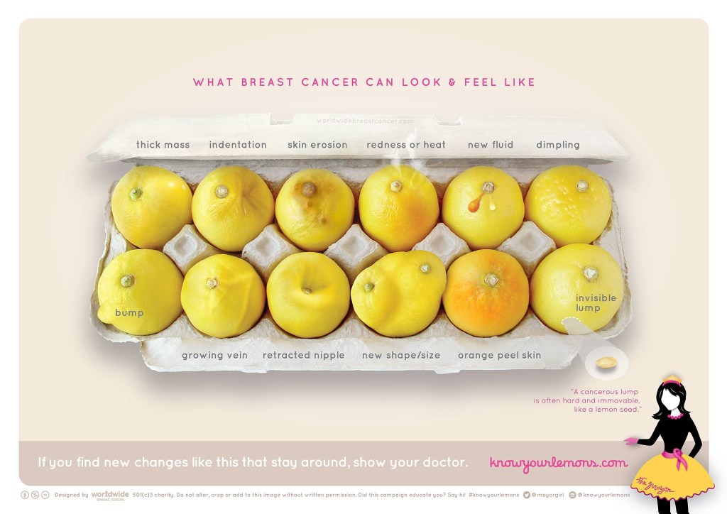 Limões em forma de câncer de mama