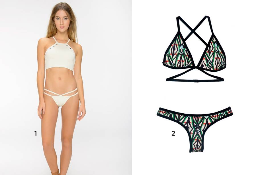 <div>Strappy ou com tiras - não importa como você chame este modelo -, ele é um sucesso! Além de deixar um desenho lindo no corpo, os strappy biquínis podem ser usados por baixo de uma blusa de seda, com jardineira ou como você quiser! As tiras funcionam tanto no top quanto na calcinha.</div>
<div></div>
<div>1. Biquíni, Triya, R$ 405;</div>
<div></div>
<div>2. Biquíni, Lenny Niemeyer, R$ 296</div>
<div></div>
<div>(Preços pesquisados em janeiro de 2017)</div>
<div></div>