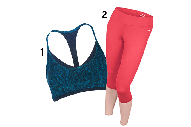 1. Top, <a href="https://www.fila.com.br/" target="_blank" rel="noopener">FILA</a>, R$ 110; 2. Legging, <a href="https://www.rainha.com.br" target="_blank" rel="noopener">Rainha</a>, R$ 100 (preços pesquisados em outubro de 2017).