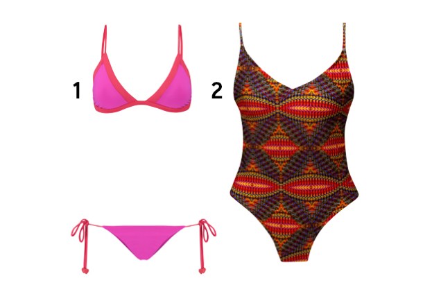 1. Biquíni, <a href="https://escbrand.com/" target="_blank" rel="noopener">ESC</a>, R$ 248; 2. Maiô, <a href="https://www.blih.com.br" target="_blank" rel="noopener">BLIH!</a>, R$ 110 (preços pesquisados em outubro de 2017). 1. Biquíni, <a href="https://escbrand.com/" target="_blank" rel="noopener">ESC</a>, R$ 248; 2. Maiô, <a href="https://www.blih.com.br" target="_blank" rel="noopener">BLIH!</a>, R$ 110 (preços pesquisados em outubro de 2017).