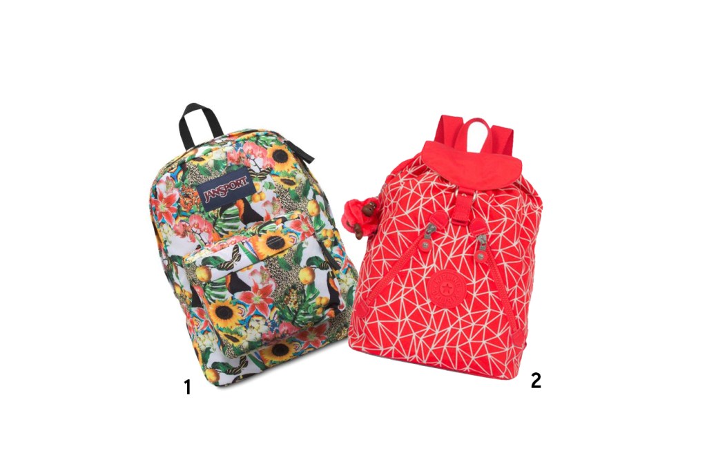 1. Mochila, <a href="https://www.jansport.com.br/" target="_blank" rel="noopener">Jansport</a>, de R$ 150 por R$ 90; 2.&nbsp;Mochila, <a href="https://www.kipling.com.br/" target="_blank" rel="noopener">Kipling</a>, de R$ 399 por R$ 249 (pre&ccedil;os pesquisados em novembro de 2017)&nbsp;