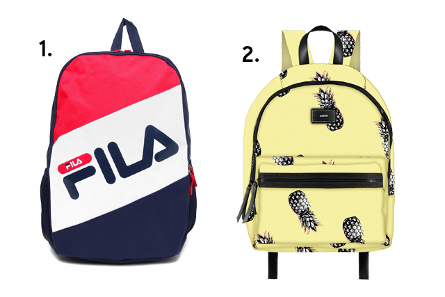 1. Mochila, <a href="https://www.fila.com.br/" target="_blank" rel="noopener">Fila</a>, R$ 130; 2. Mochila, <a href="https://www.lezalez.com/" target="_blank" rel="noopener">Lez a Lez</a>, R$ 329 (preços pesquisados em novembro de 2017) 