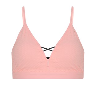top feminino esportivo ace com micro furos e tiras cruzadas decote v rosê