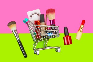 Cosmetics and Make Up Equipment in shopping cart