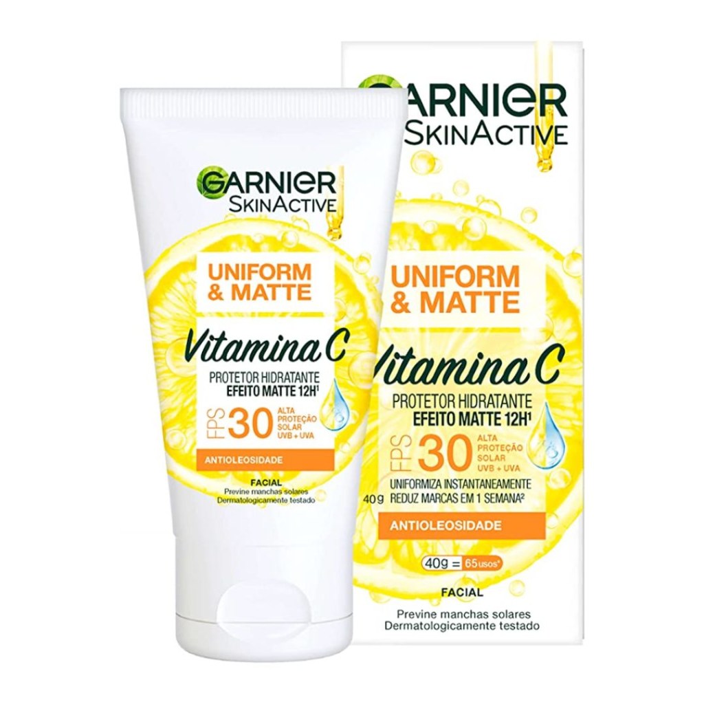 Protetor Hidratante Facial Garnier Uniform & Matte Vitamina C FPS 30, 40g