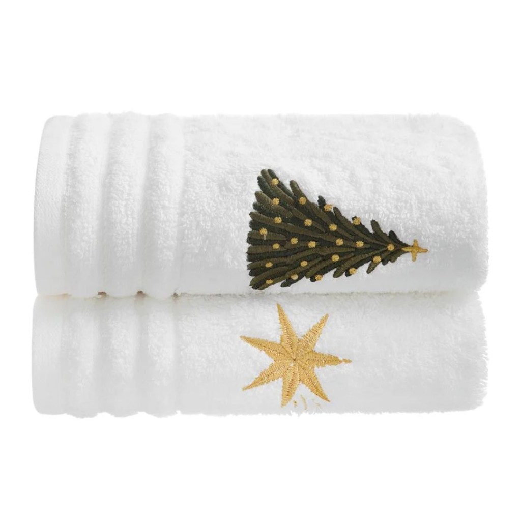 Jogo de toalhas de lavabo com bordados natalinos