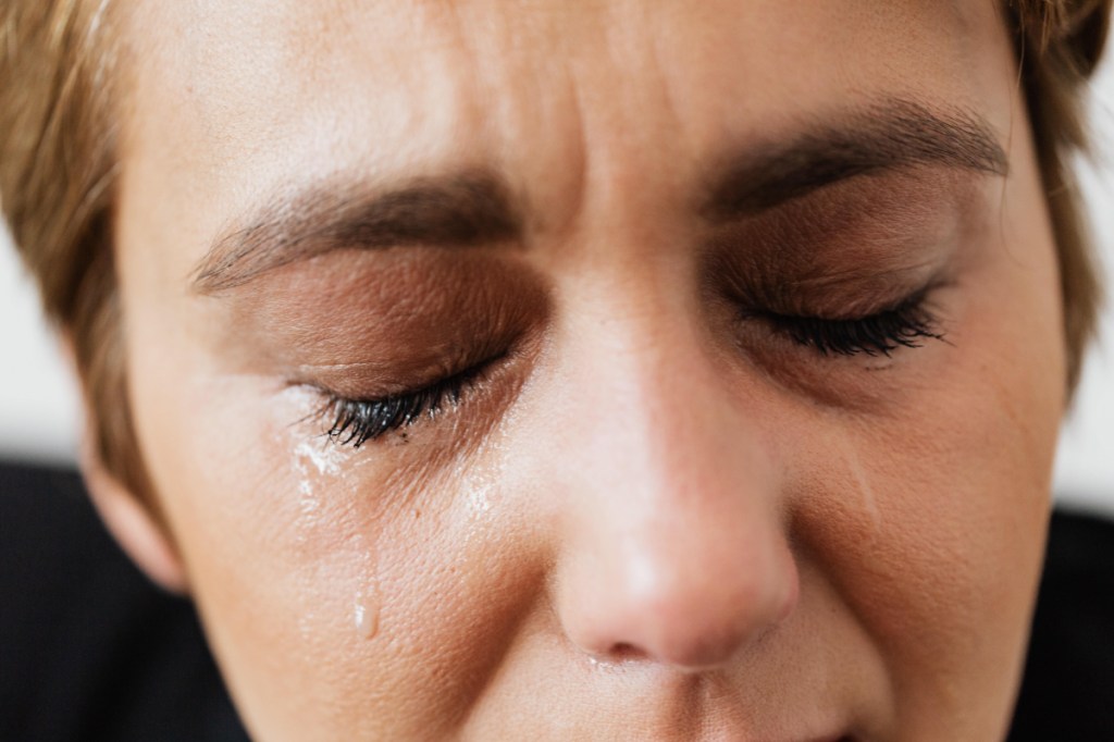 Menina Chorando Lágrimas Filha Cílios Características Faciais