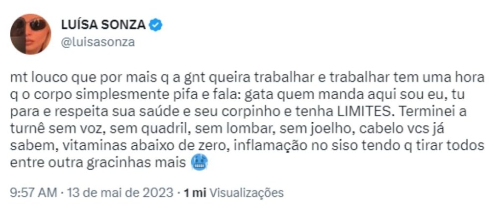 Tweet Luísa Sonza