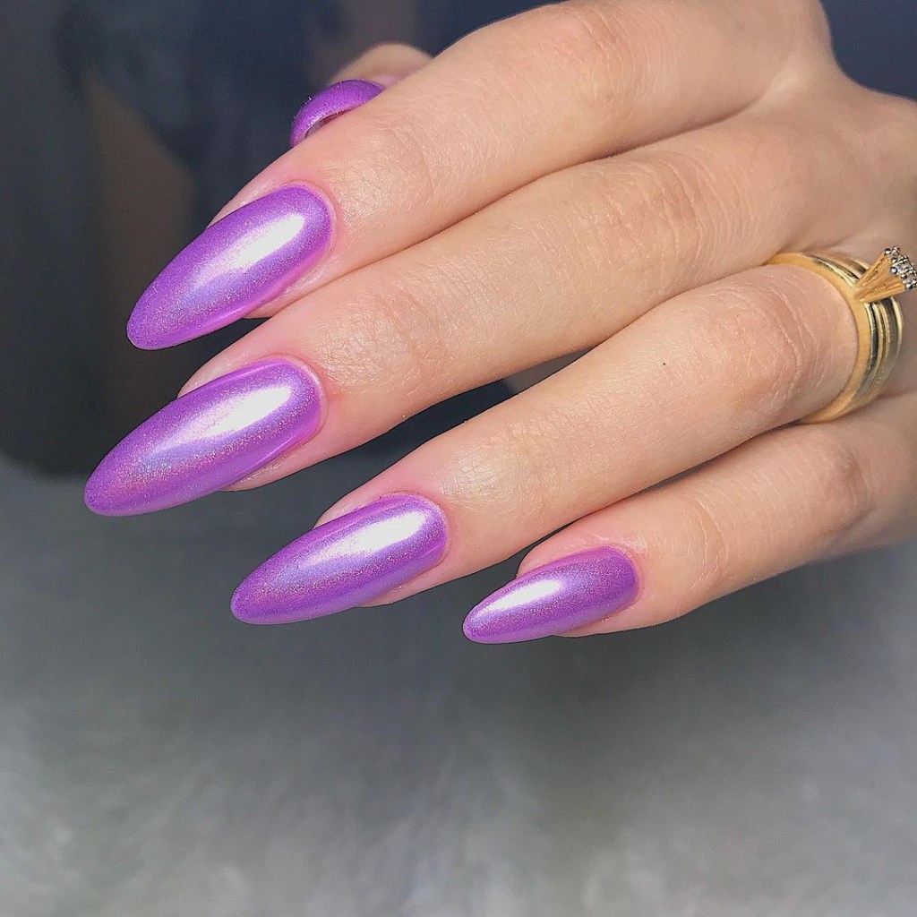 thaynanail unhas cromadas lilás