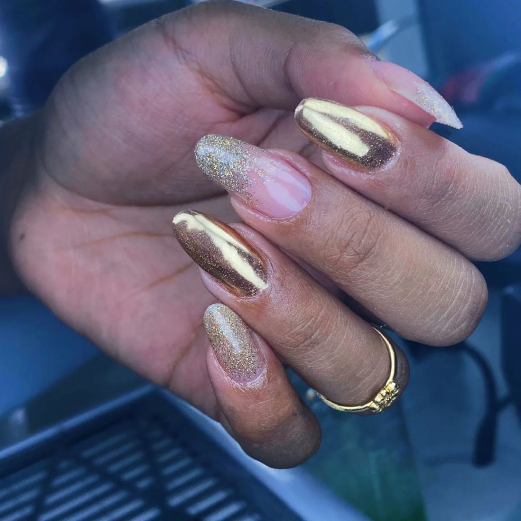 unhasdakausantos unhas cromadas douradas