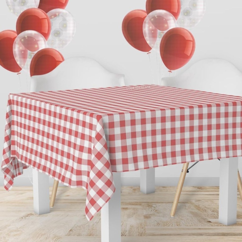 Toalha de mesa xadrez vermelha para decoração de festa junina