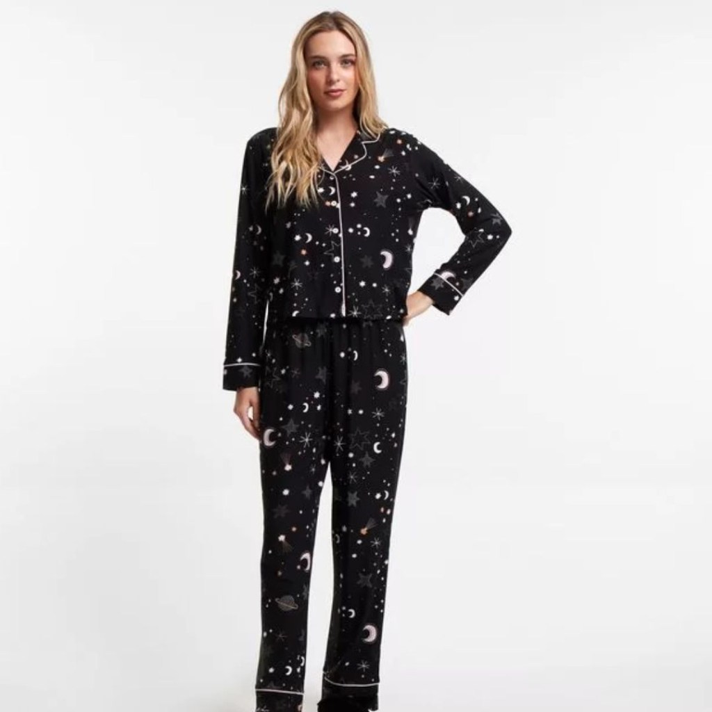 Pijama Americano Longo com estampa Via Láctea
