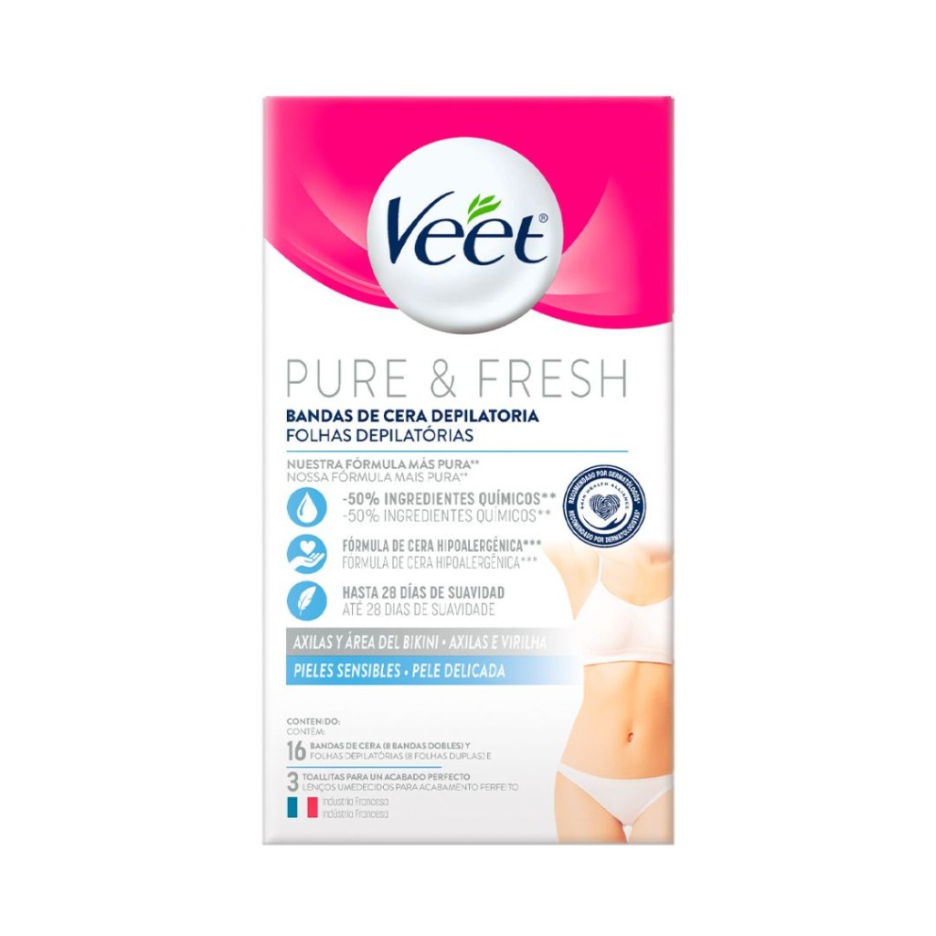 veet ceras veet folhas depilatórias com cera fria pure & fresh