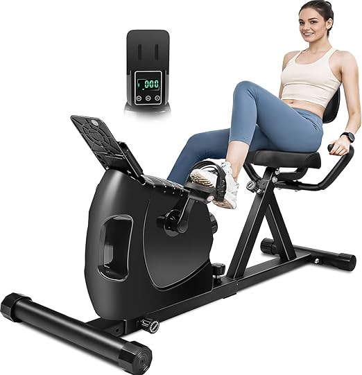 bike-cardio Bicicleta Ergométrica Horizontal Wulnar, Bike Ergométrica, Bicicleta Ergométrica Magnética, Preta, 8 Níveis de Resistência Magnética, Display Digital LED
