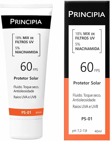 PRINCIPIA, Protetor Solar Facial FPS 60, 16,5% Mix de Filtros UV + 5% Niacinamida FPS 60 PS-01 com 40ml ..
